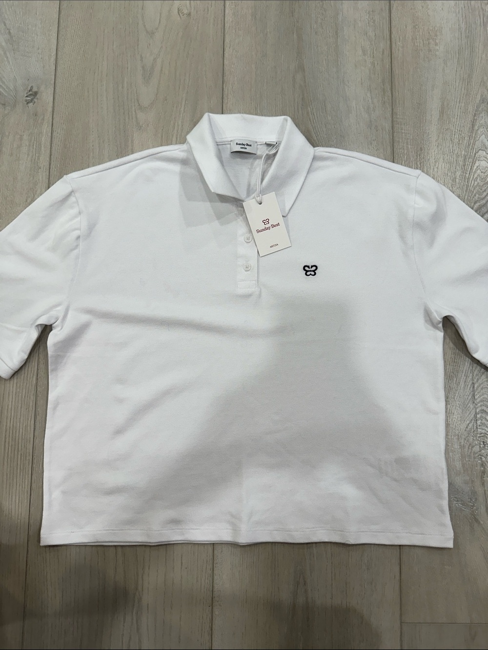 NWT Aritzia Sunday Best Reader Polo White Cropped Shirt Size XS